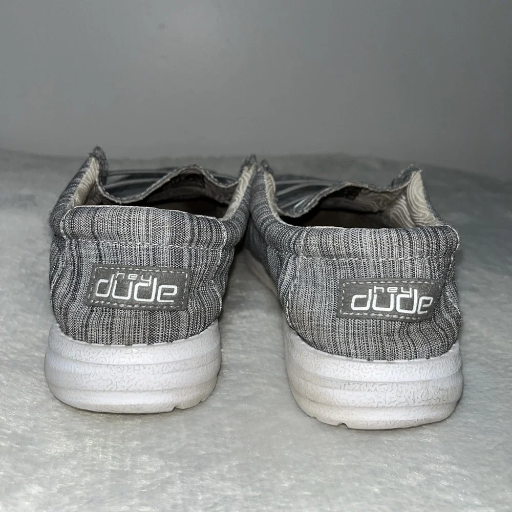 Hey Dude Wally Shoes Youth Boys Sz Y4 -‎ L5 Gray Linen Stone Lightweight Slip On